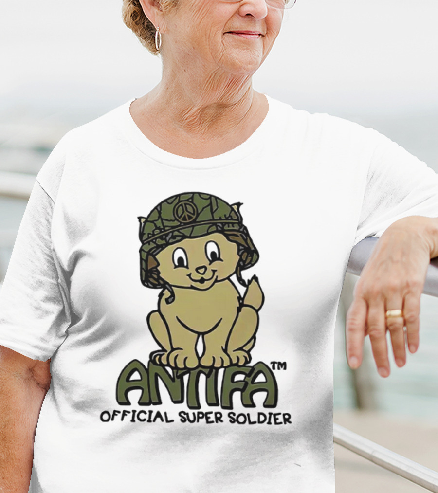 Antifa Super Soldier Peace Helmet Kitten T-Shirt