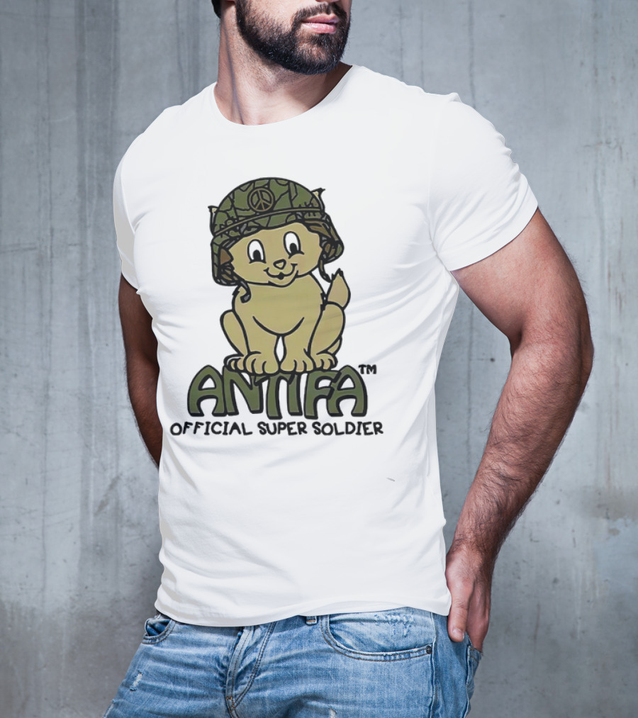 Antifa Super Soldier Peace Helmet Kitten T-Shirt