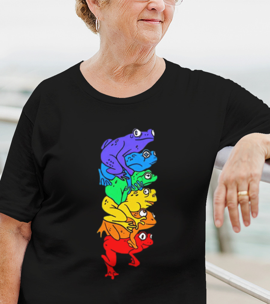 Rainbow Gay Frog Stack T-Shirt