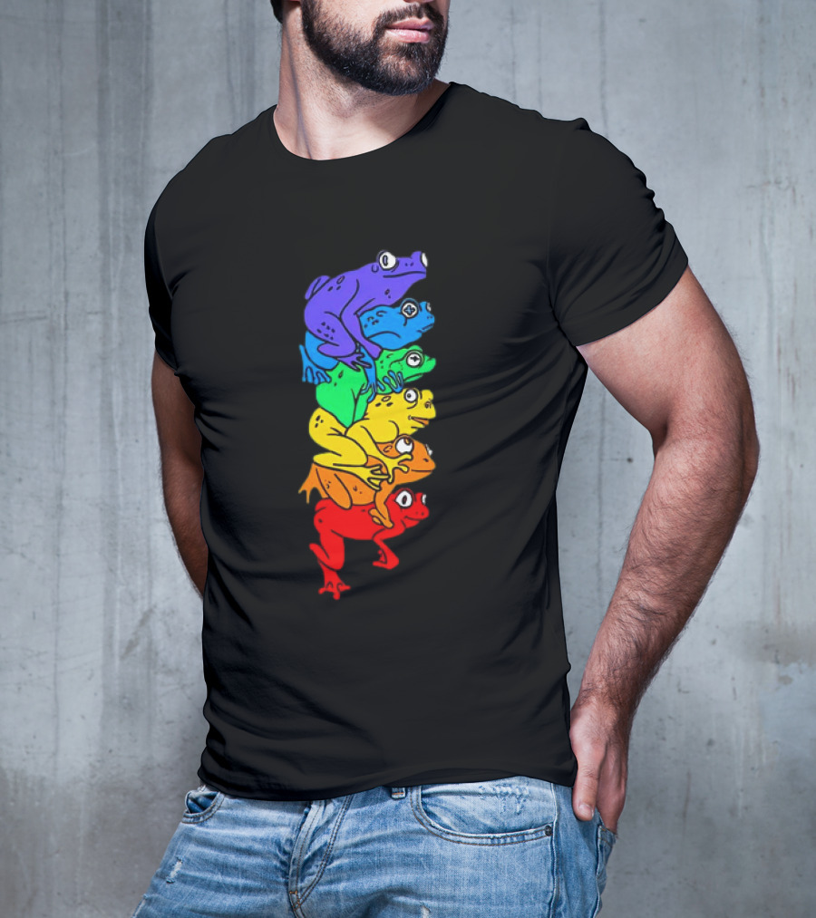 Rainbow Gay Frog Stack T-Shirt