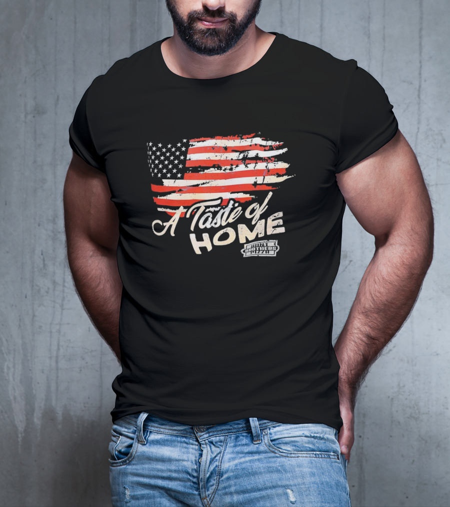USA Flag A Taste Of Home Johnny Carino's Pizza T-Shirt