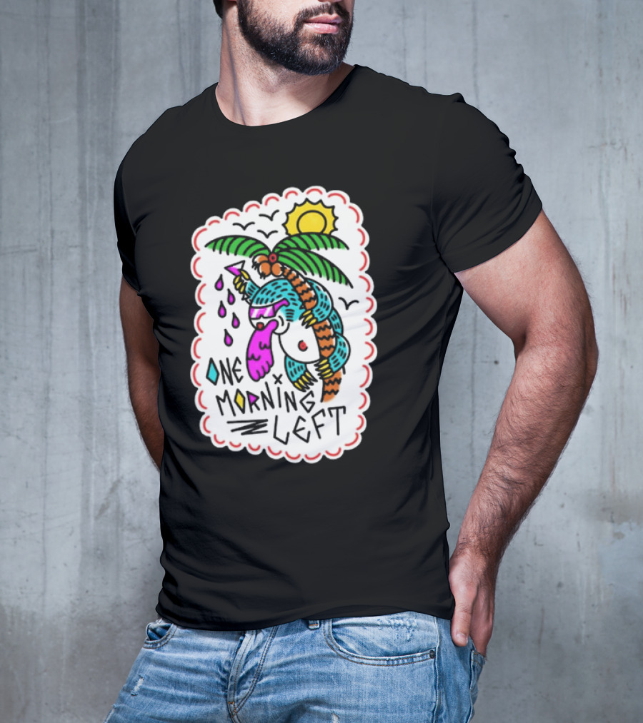 One Morning Left Palm Sloth Tropical Sunset Vibes T-Shirt