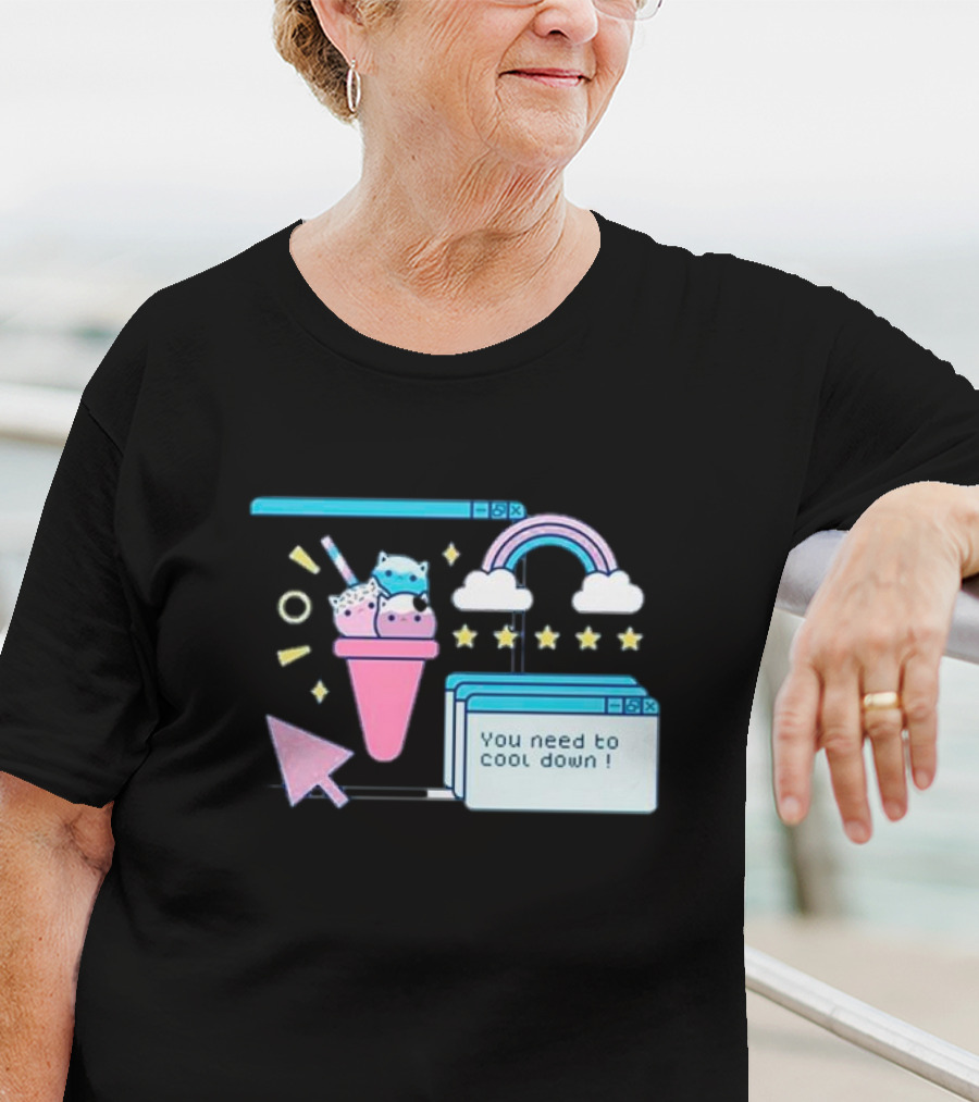 You Need To Cool Down Pastel Computer Icon With Rainbow And Star Elements T-Shirt