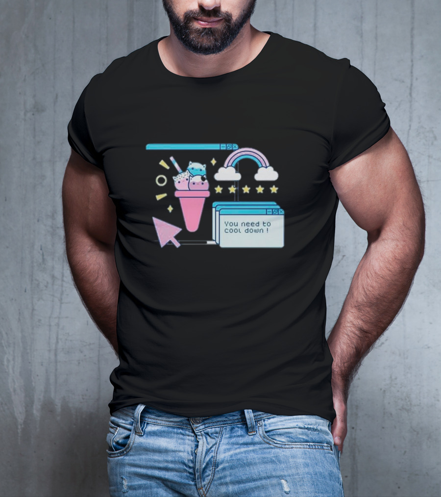 You Need To Cool Down Pastel Computer Icon With Rainbow And Star Elements T-Shirt