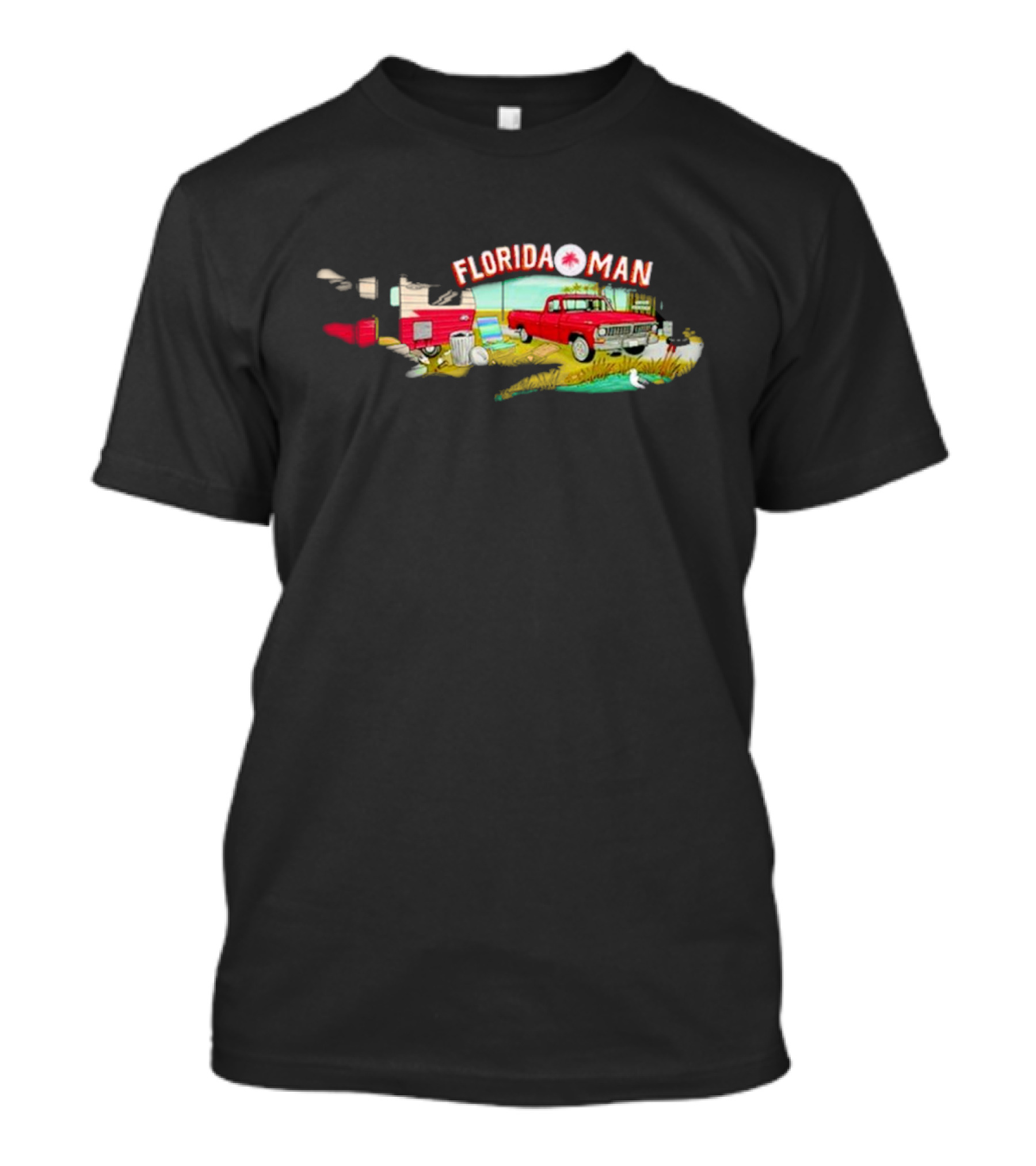 Florida Man Gator Trailer Retro Red Truck Scene T-Shirt