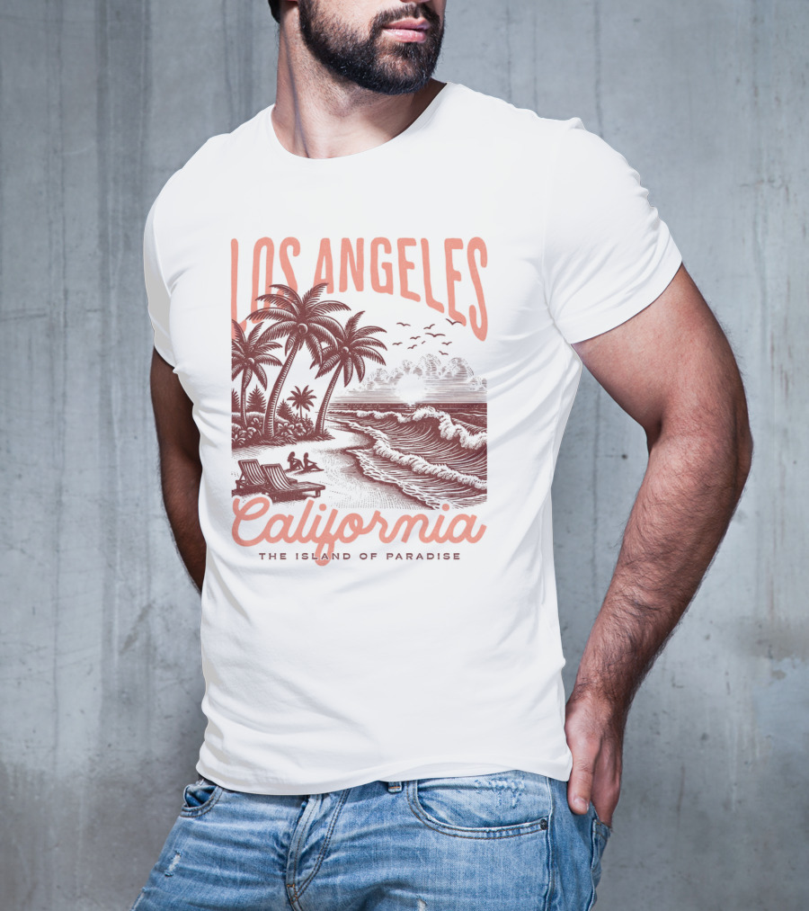 Los Angeles California The Island Of Paradise Vintage Beach T-Shirt