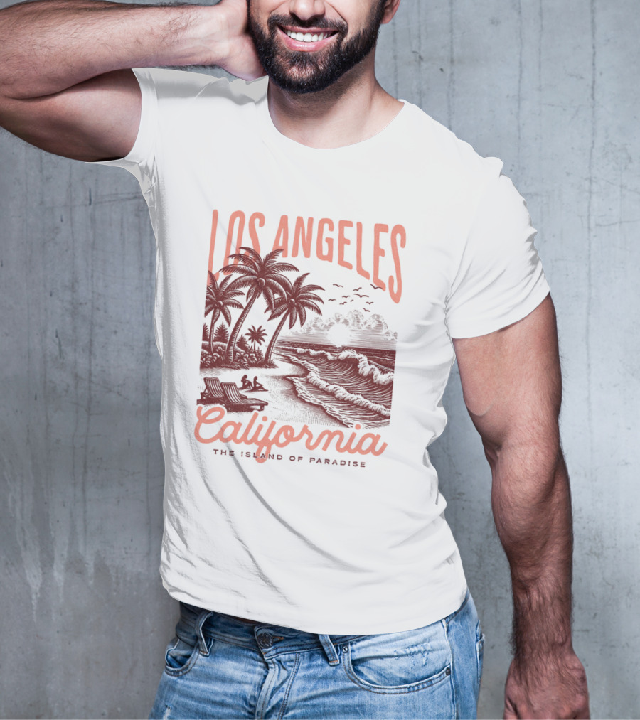 Los Angeles California The Island Of Paradise Vintage Beach T-Shirt