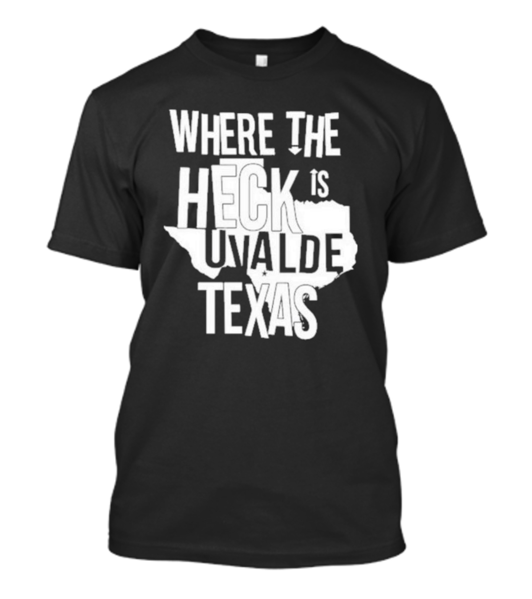Where The Heck Is Uvalde Texas Map Outline T-Shirt