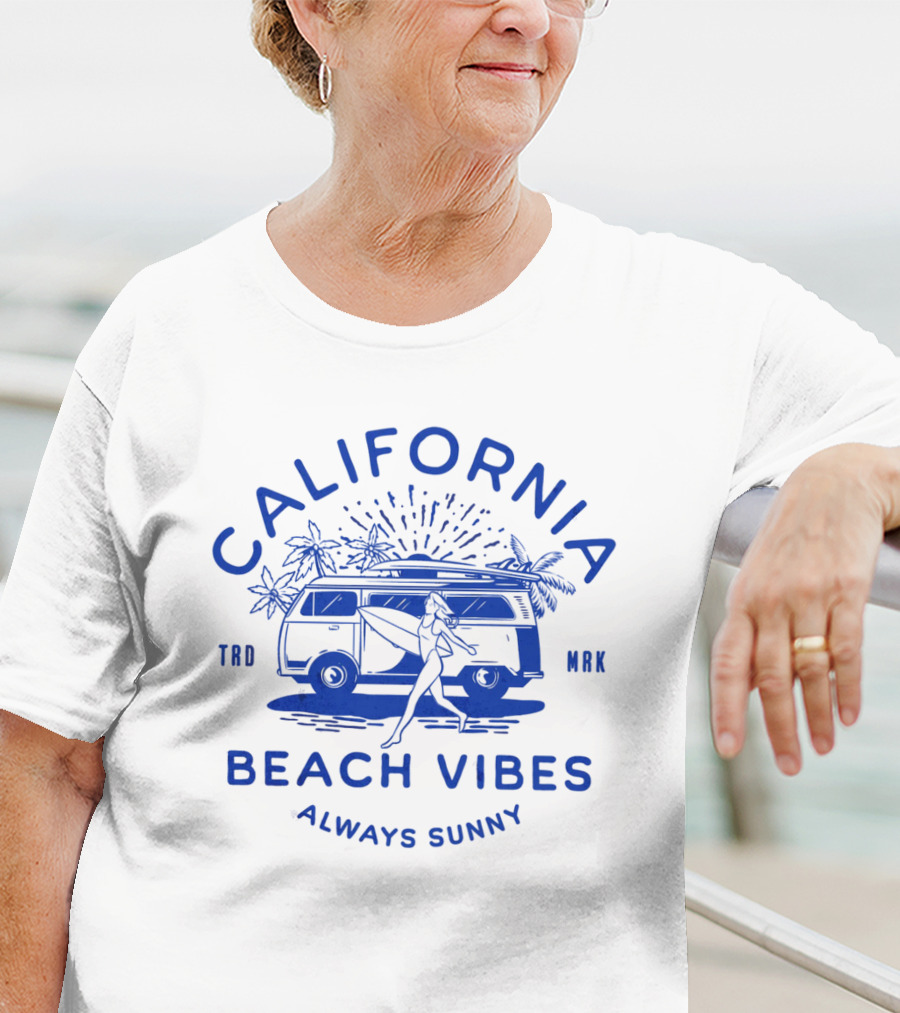 California Beach Vibes Always Sunny Retro Camper Van T-Shirt