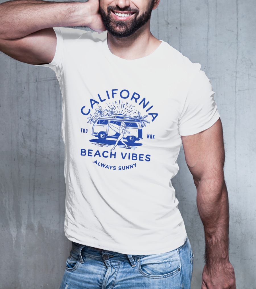 California Beach Vibes Always Sunny Retro Camper Van T-Shirt