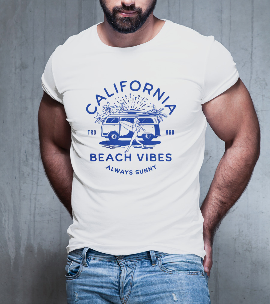 California Beach Vibes Always Sunny Retro Camper Van T-Shirt