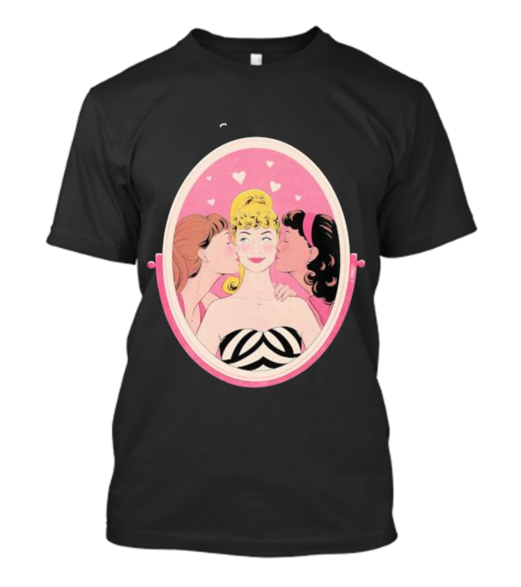 This Barbie Likes Girls Retro Pink Mirror Heart Motif T-Shirt