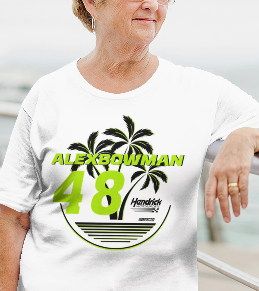 Alex Bowman 48 Hendrick Motorsports NASCAR Palm Trees Beach T-Shirt