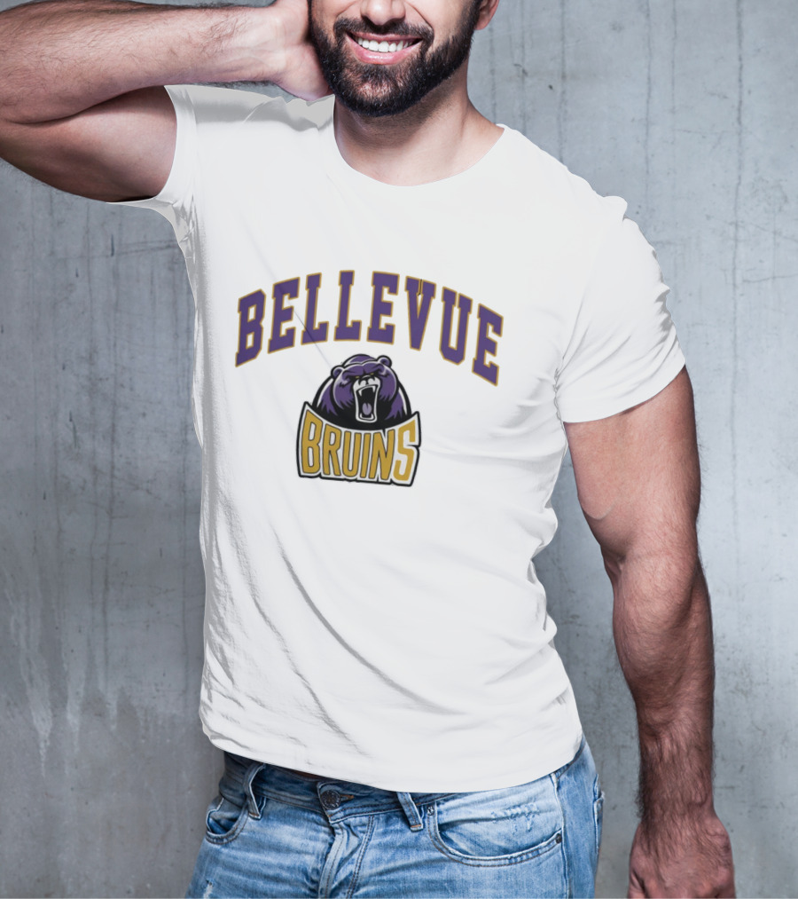 Bellevue University Bruins Roaring Bear Purple And Gold T-Shirt