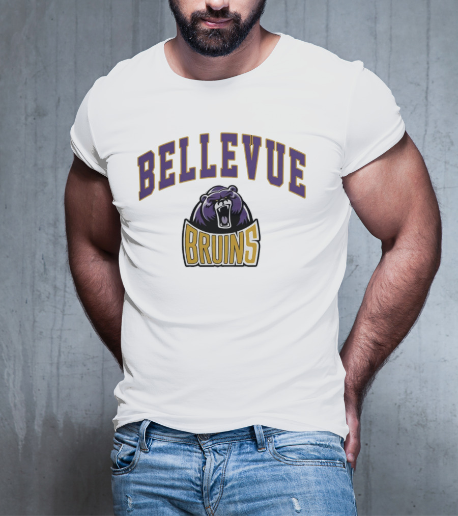Bellevue University Bruins Roaring Bear Purple And Gold T-Shirt