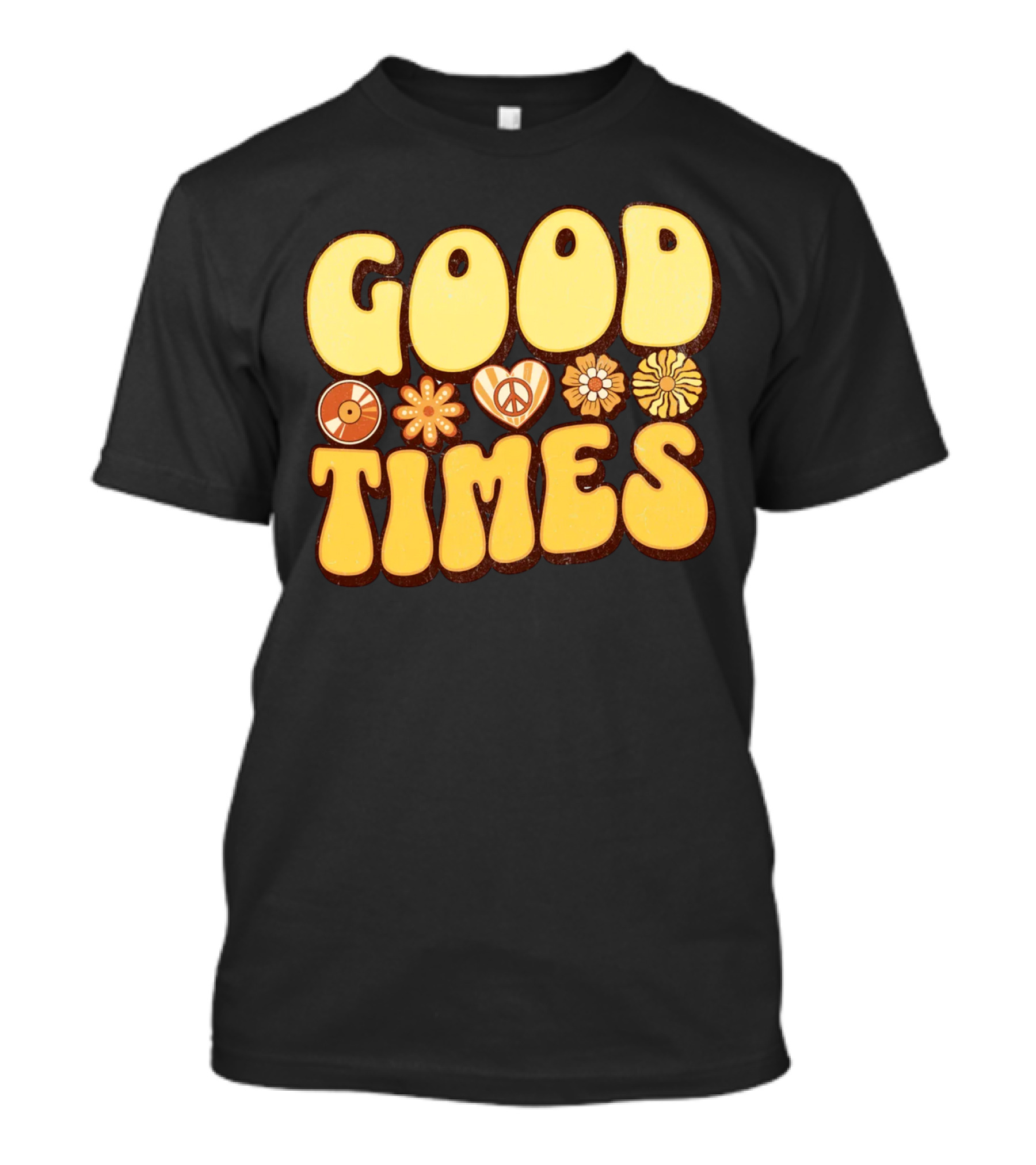 Good Times Retro Peace Flowers And Symbols T-Shirt