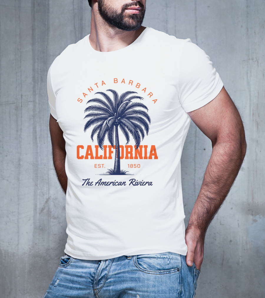 Santa Barbara California EST 1850 The American Riviera Palm Tree T-Shirt