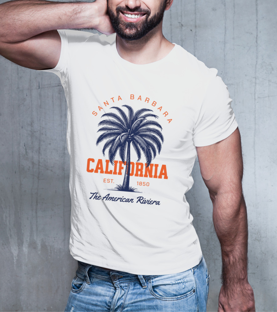 Santa Barbara California EST 1850 The American Riviera Palm Tree T-Shirt