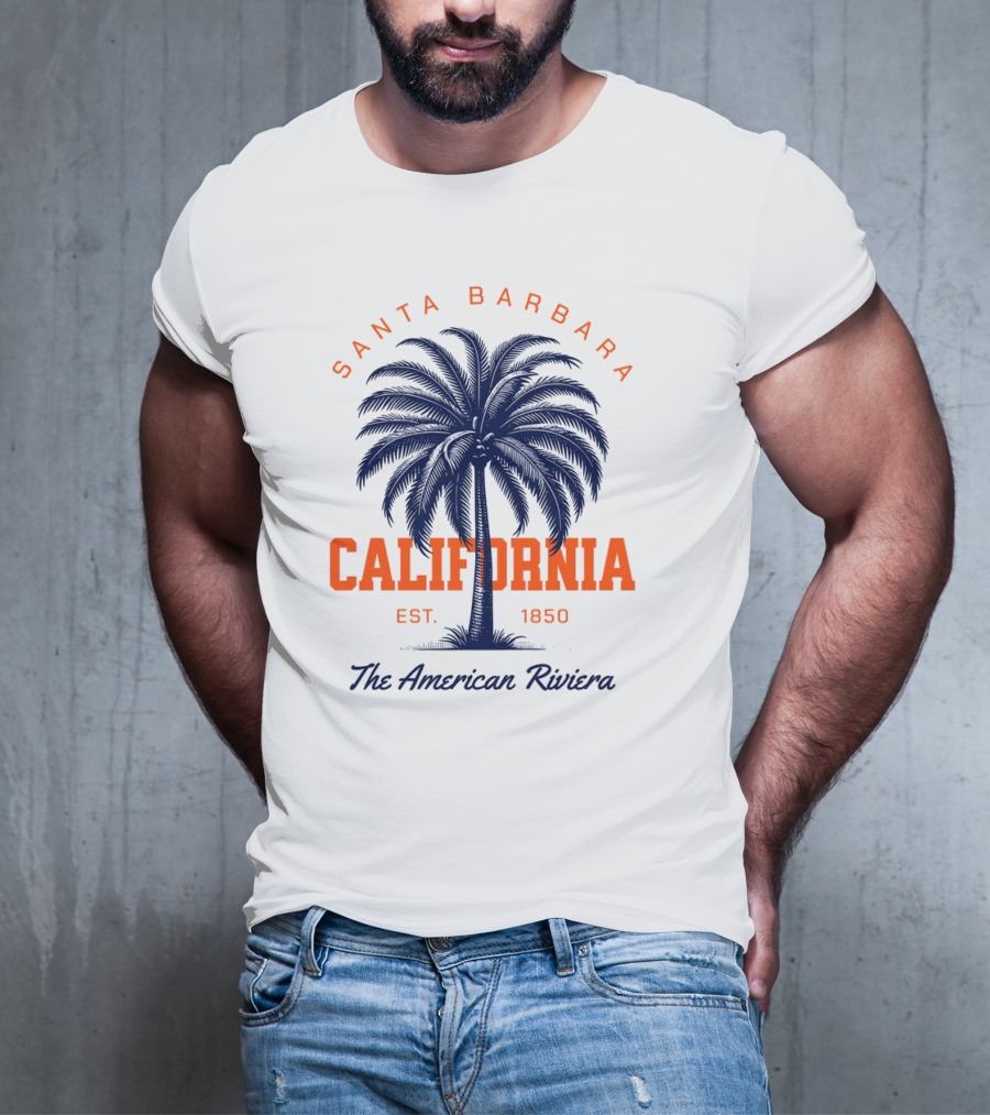 Santa Barbara California EST 1850 The American Riviera Palm Tree T-Shirt