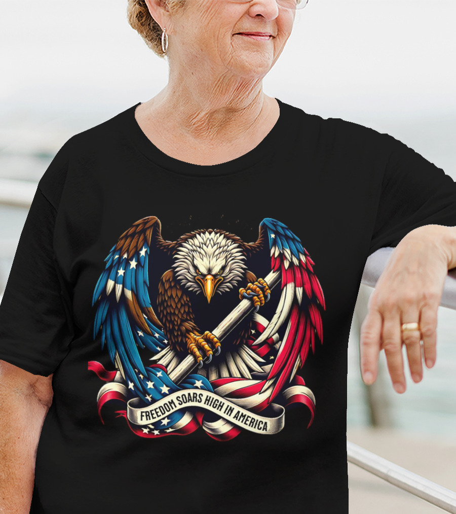 Strength In Unity Freedom Soars High In America Bald Eagle Flag T-Shirt