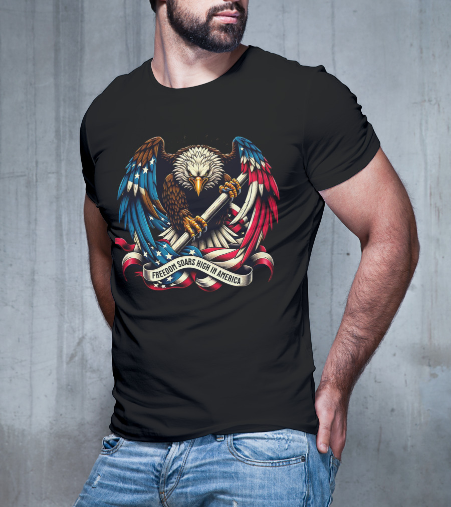 Strength In Unity Freedom Soars High In America Bald Eagle Flag T-Shirt