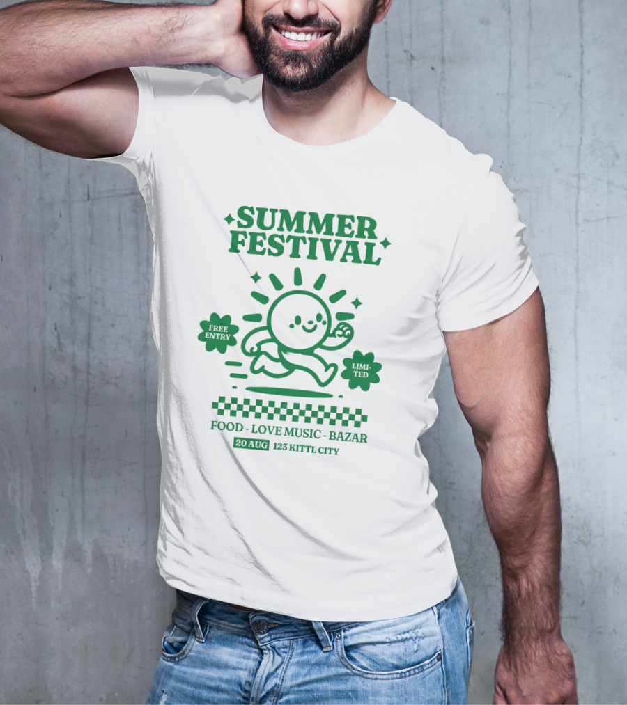 SUMMER FESTIVAL FREE ENTRY LIMITED FOOD LOVE MUSIC BAZAR 20 AUG 123 KITTL CITY T-Shirt