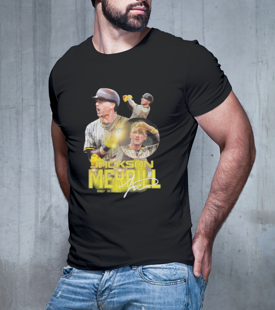 Jackson Merrill San Diego Padres Player Signature Baseball T-Shirt