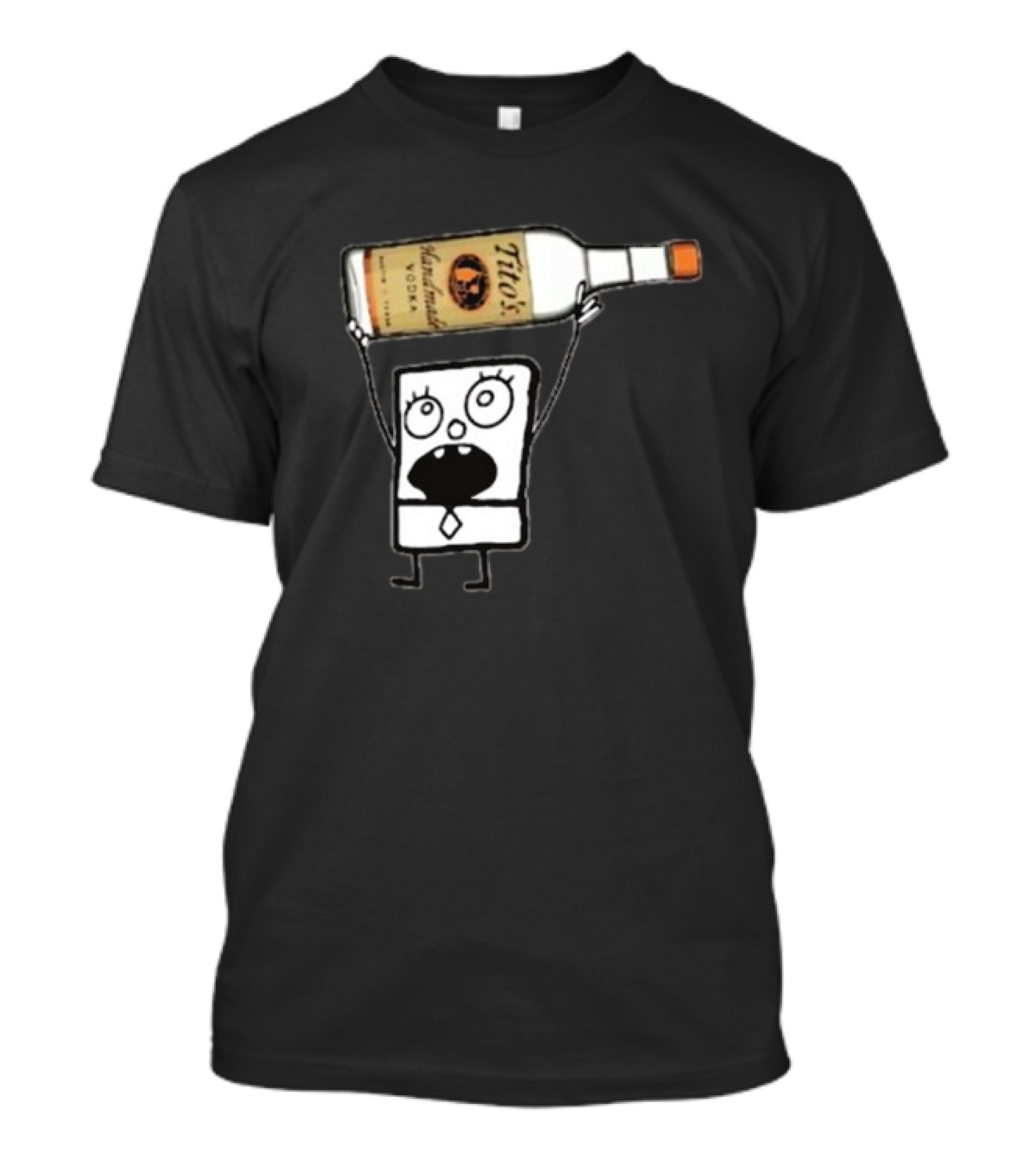 Doodlebob Holding Tito's Handmade Vodka Bottle T-Shirt
