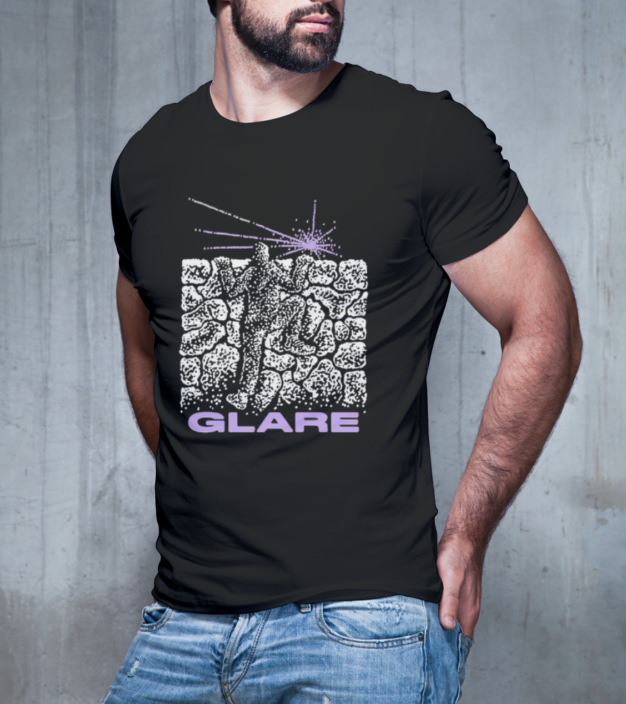 Glare Climber On Black Stone Wall With Purple Light Burst T-Shirt