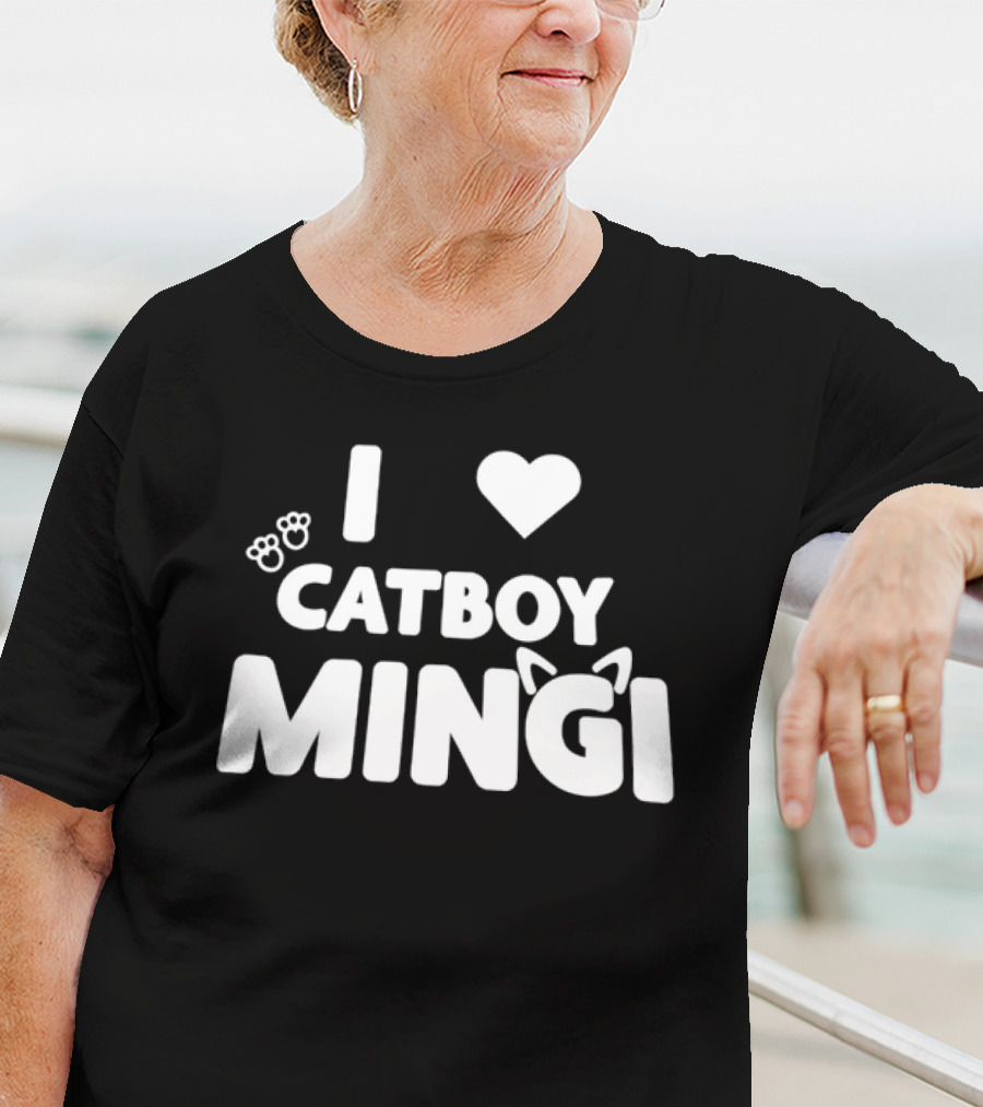 I Love Catboy Mingi Cat Ears And Paw Prints T-Shirt