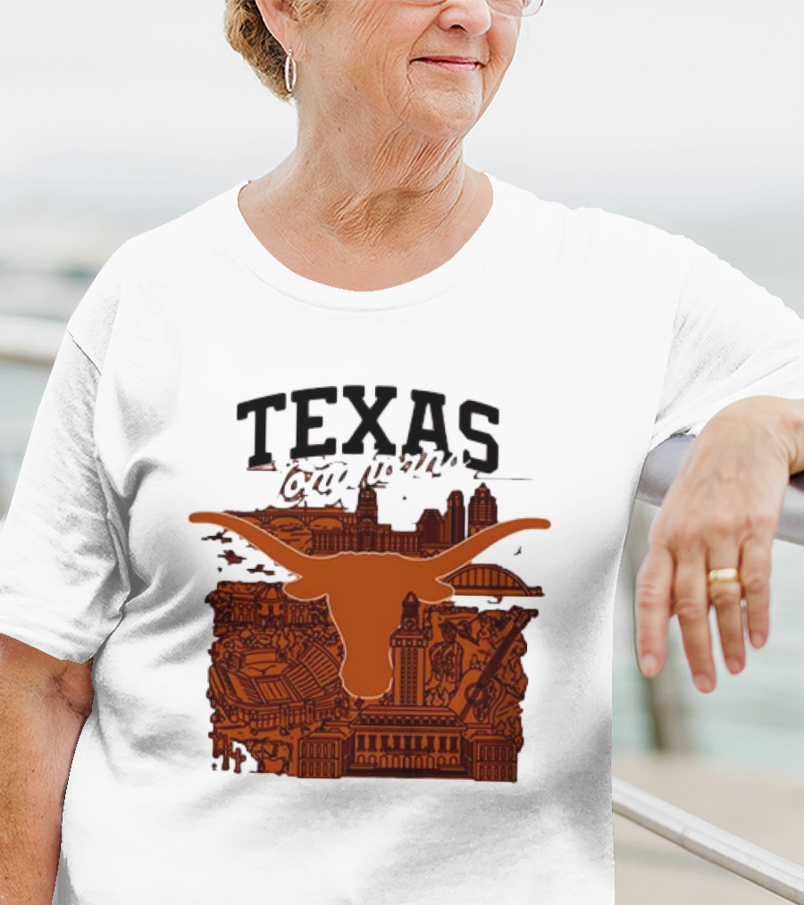 Texas Longhorns Burnt Orange City Skyline T-Shirt