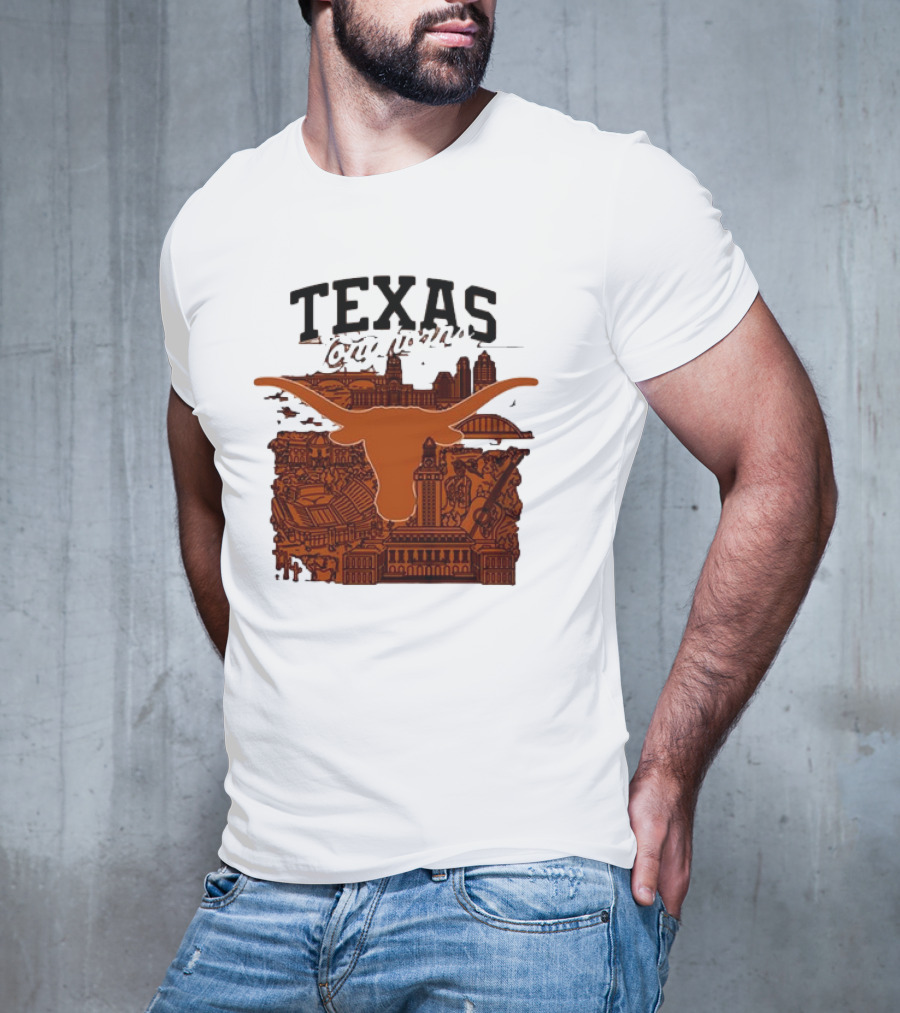 Texas Longhorns Burnt Orange City Skyline T-Shirt