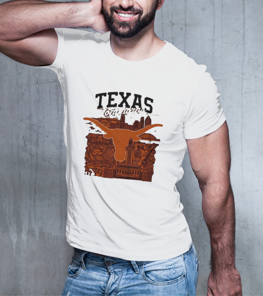 Texas Longhorns Burnt Orange City Skyline T-Shirt