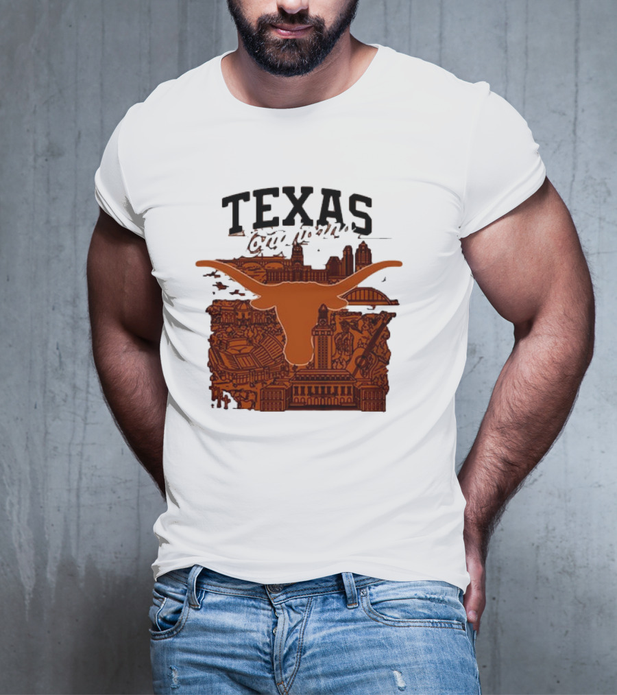 Texas Longhorns Burnt Orange City Skyline T-Shirt
