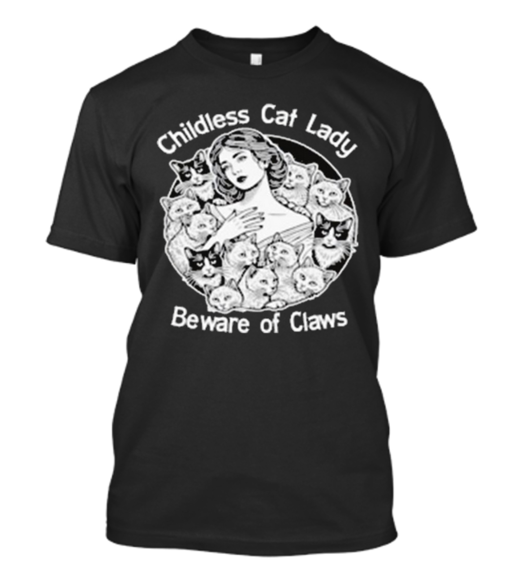 Childless Cat Lady Beware Of Claws Vintage T-Shirt