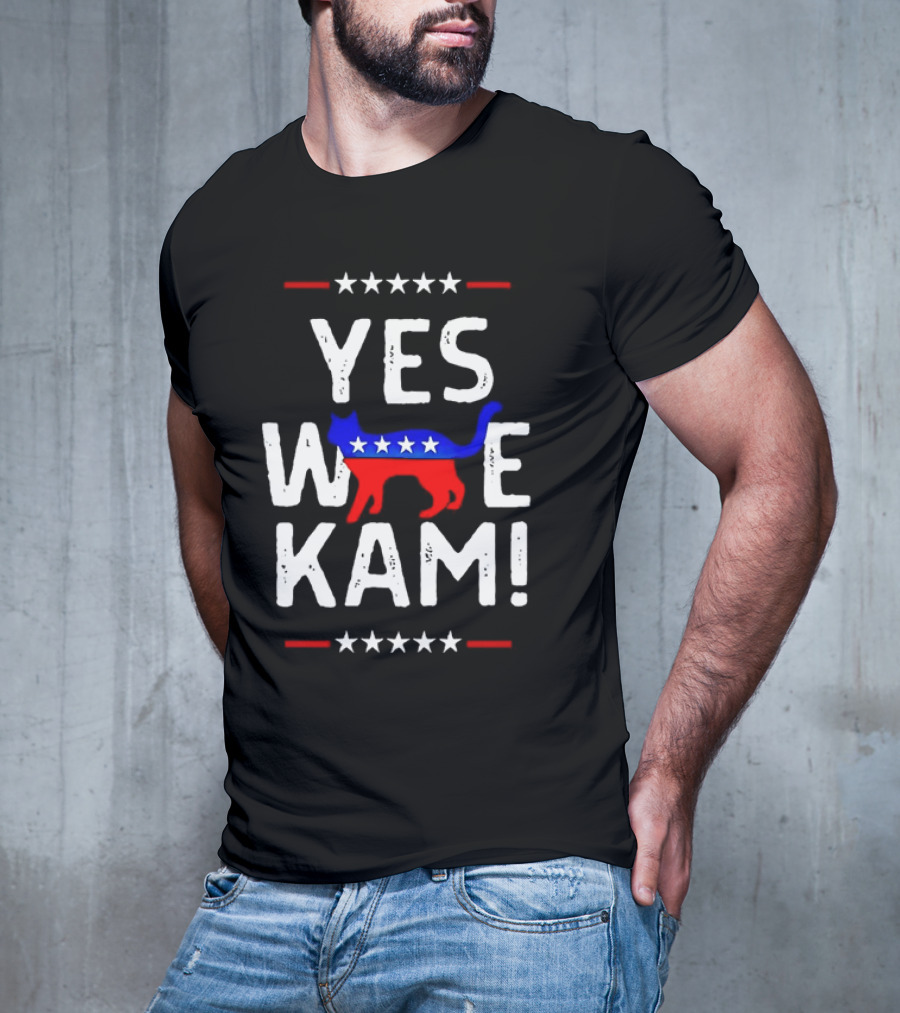 YES WE KAM CAT PRINT PATRIOTIC T-Shirt