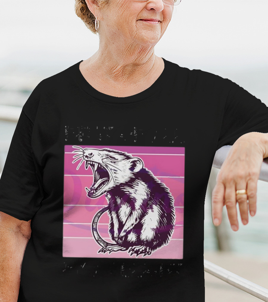 First Of All I’m A Delight Sarcastic Possum Yawning Sketch On Pink T-Shirt