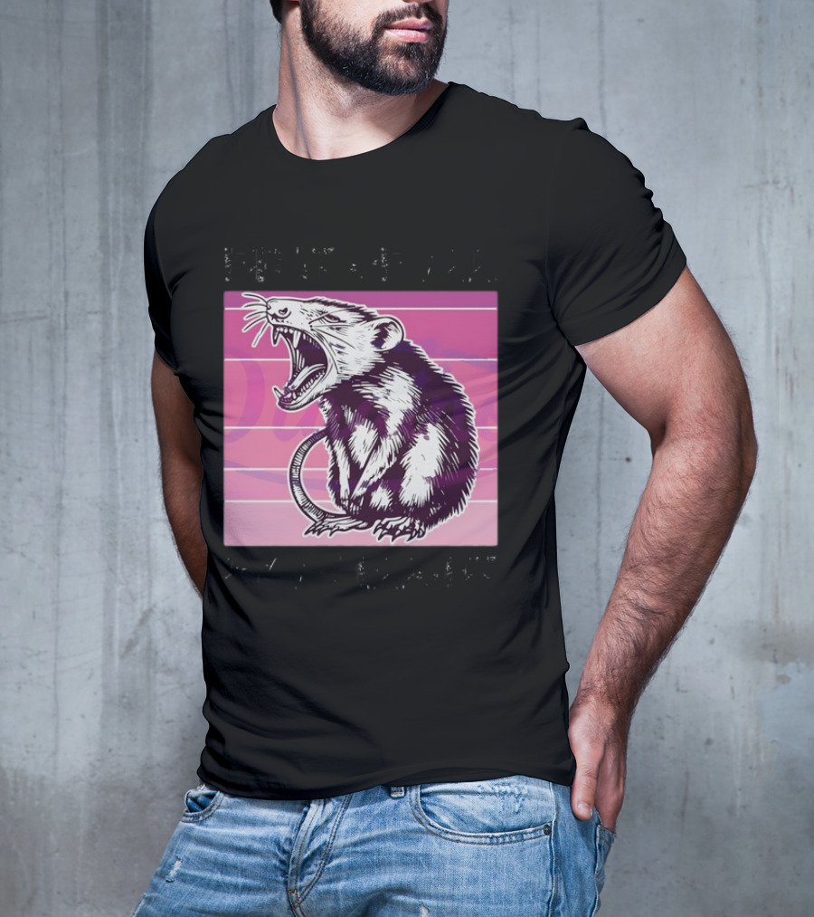 First Of All I’m A Delight Sarcastic Possum Yawning Sketch On Pink T-Shirt