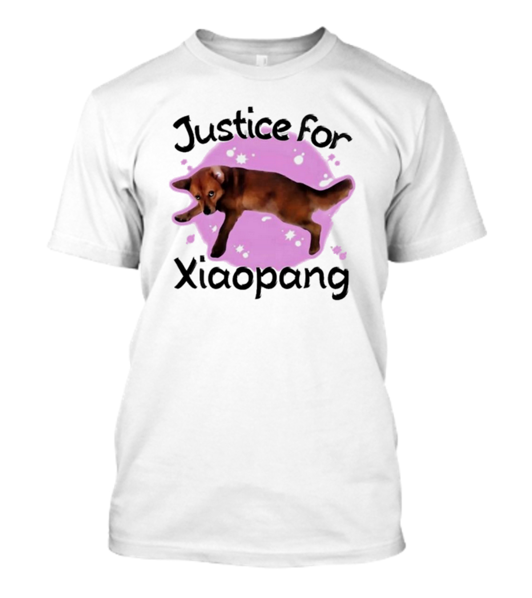 Justice For Xiaopang Cute Animal Pink Starry Circle T-Shirt