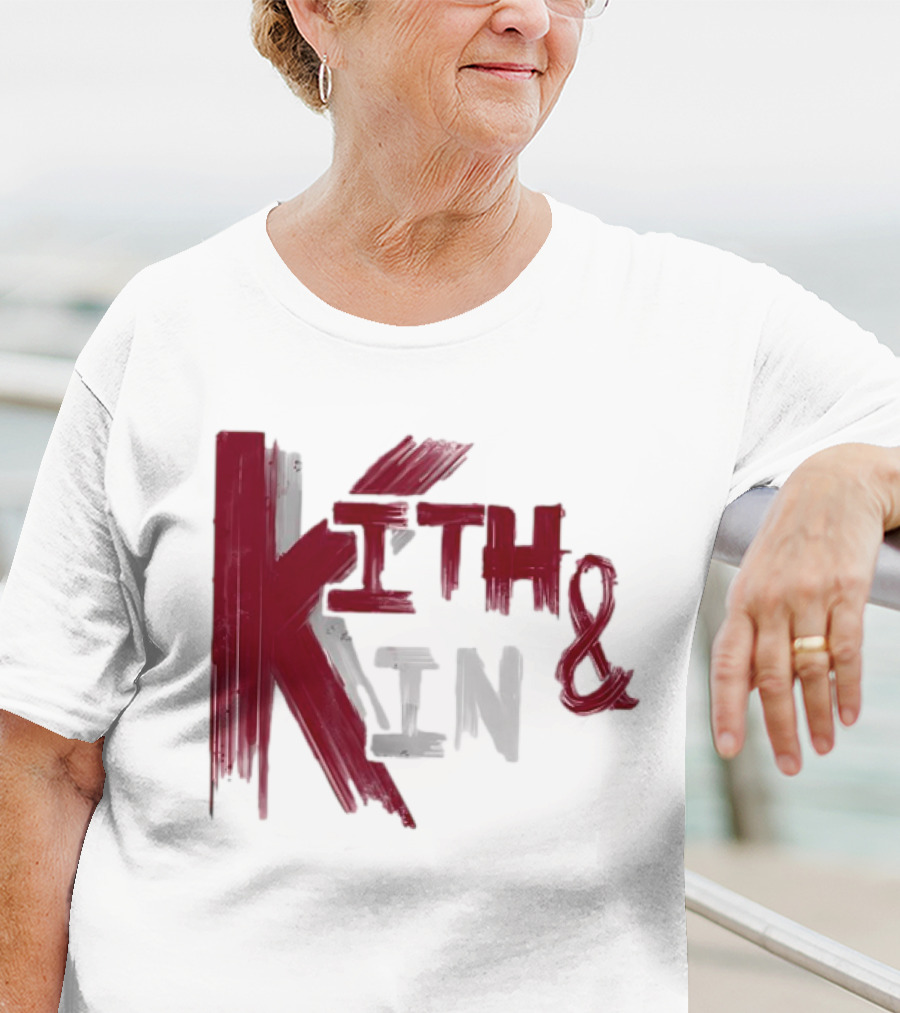 Kith And Kin Bold Red And Gray Text T-Shirt