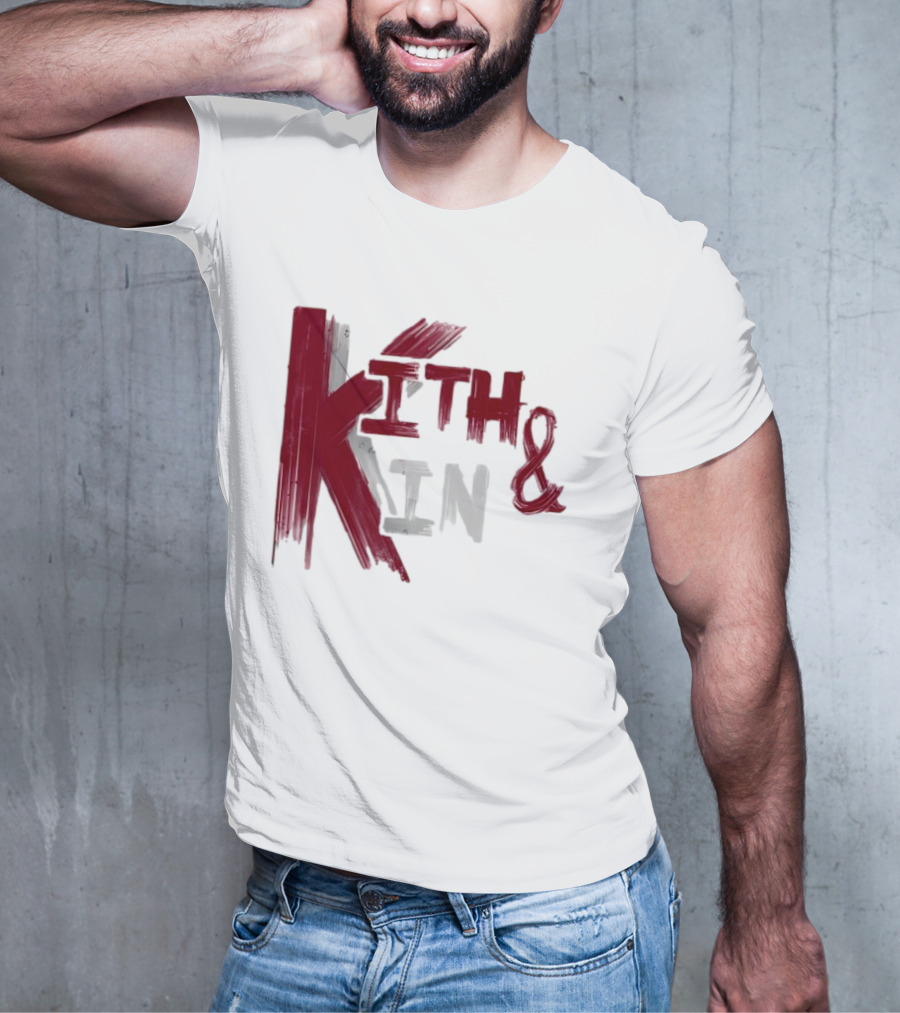 Kith And Kin Bold Red And Gray Text T-Shirt