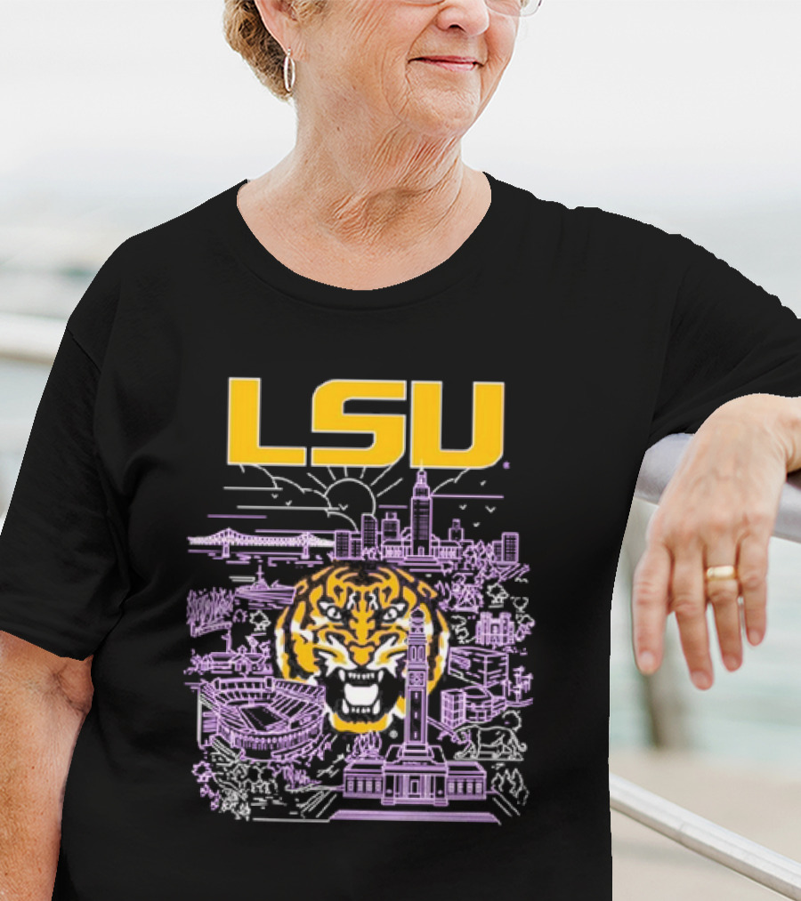 LSU Tigers City Skyline Baton Rouge Tiger T-Shirt