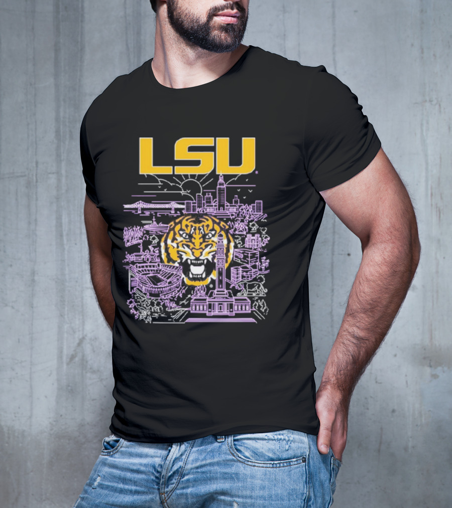 LSU Tigers City Skyline Baton Rouge Tiger T-Shirt