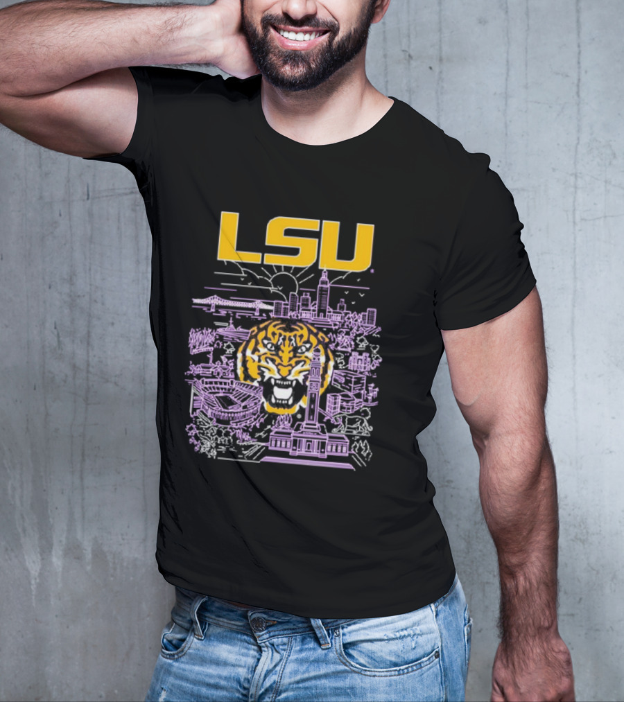 LSU Tigers City Skyline Baton Rouge Tiger T-Shirt