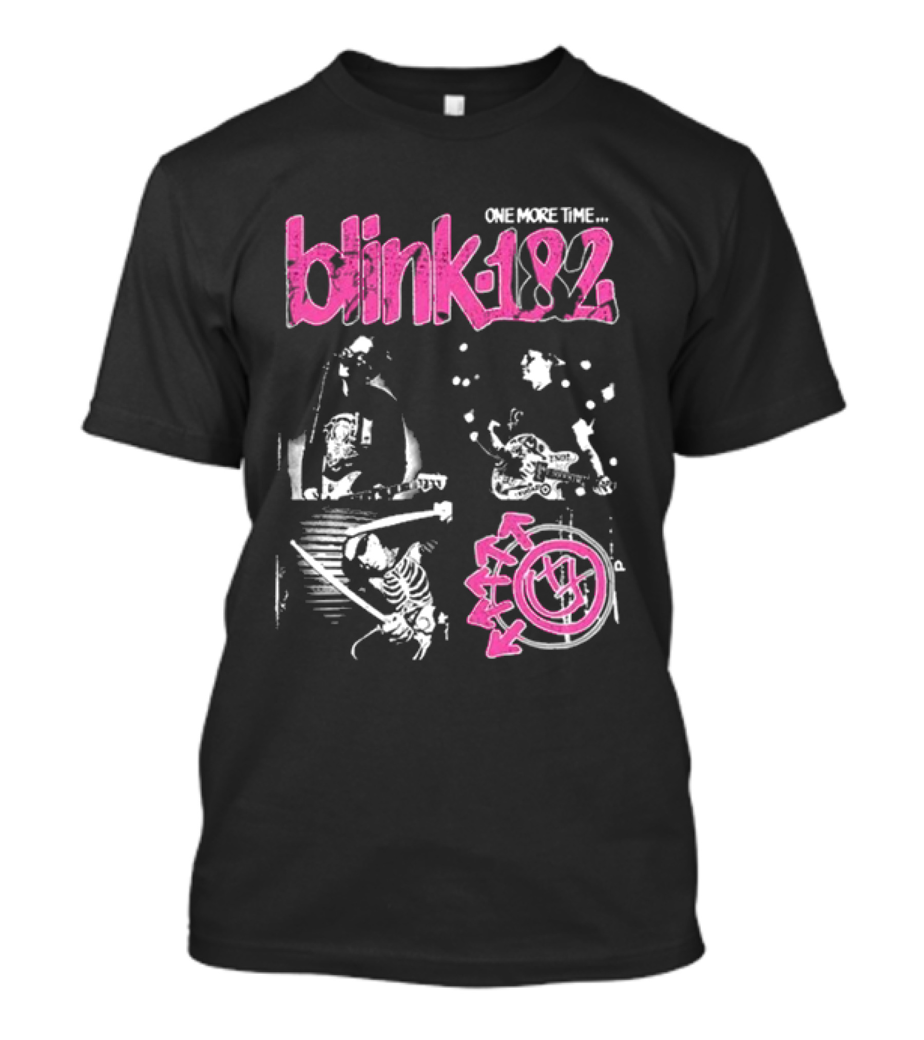 Blink-182 One More Time Part 2 Band Image With Pink Logo And Symbols T-Shirt