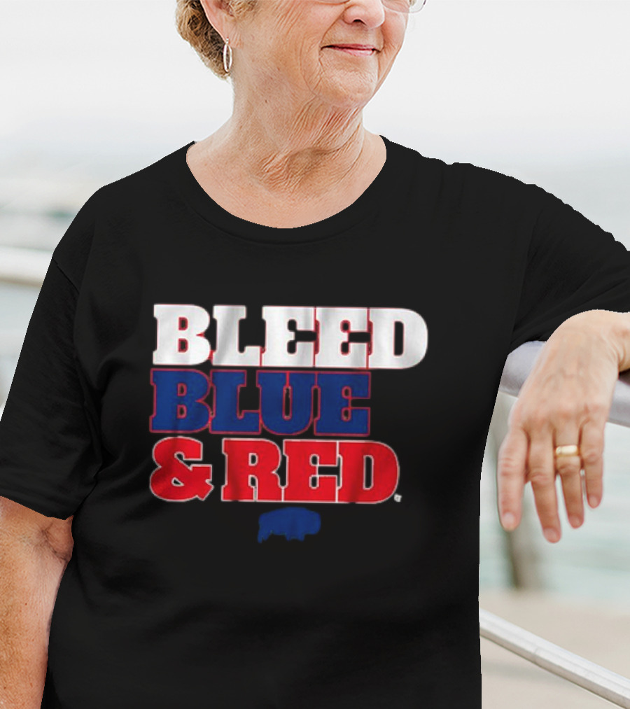 Buffalo Football Bleed Blue And Red Team Spirit T-Shirt