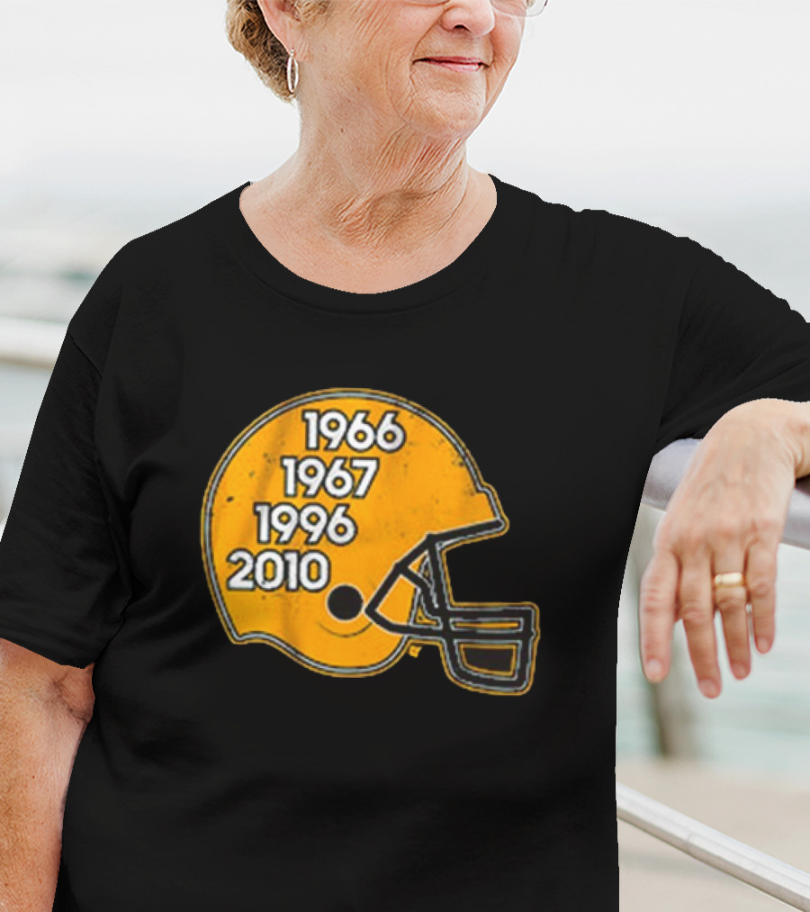 Green Bay Glory Years Helmet 1966 1967 1996 2010 Football T-Shirt