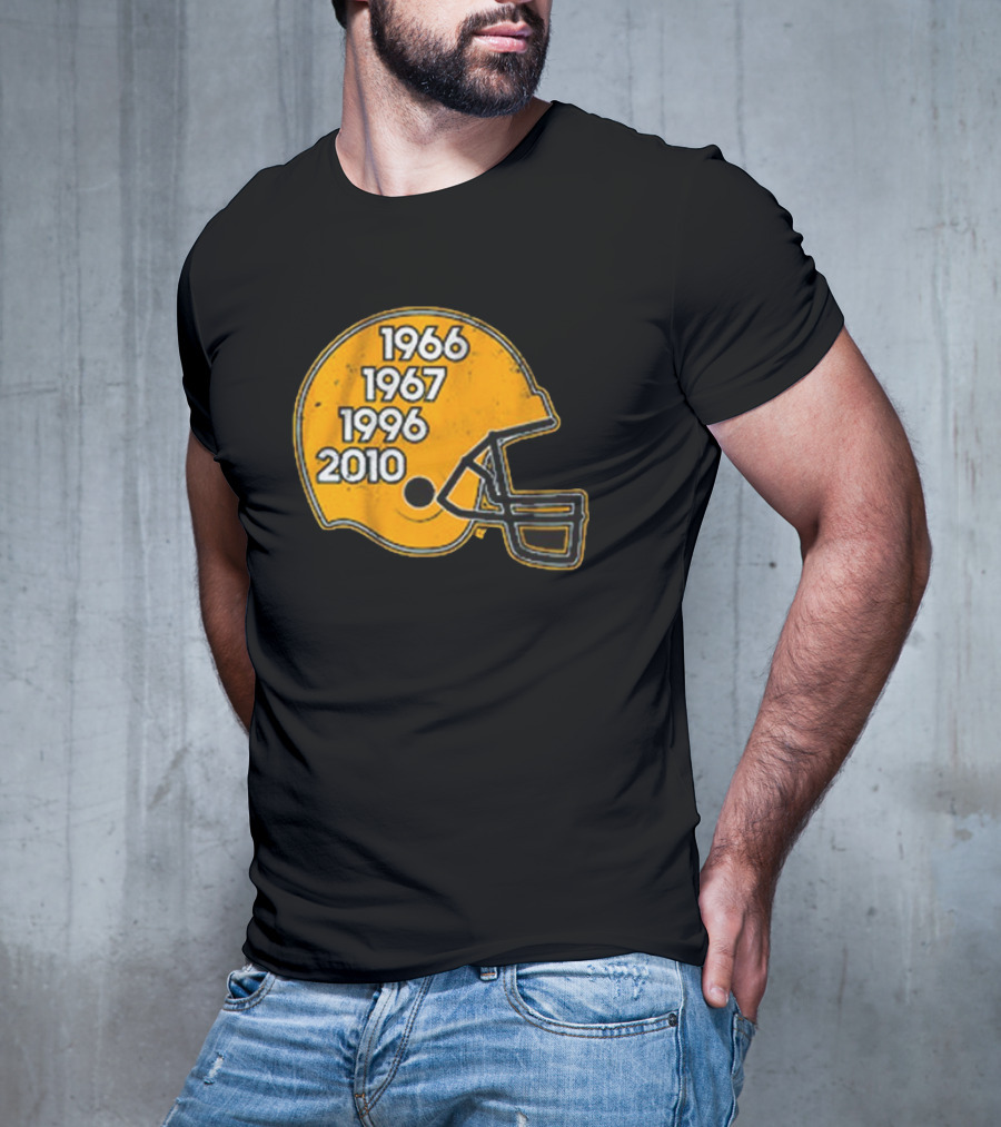 Green Bay Glory Years Helmet 1966 1967 1996 2010 Football T-Shirt