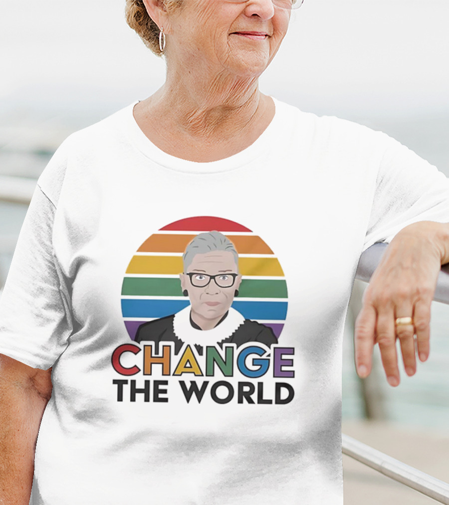 Change The World Ruth Bader Ginsburg Rainbow Stripes T-Shirt