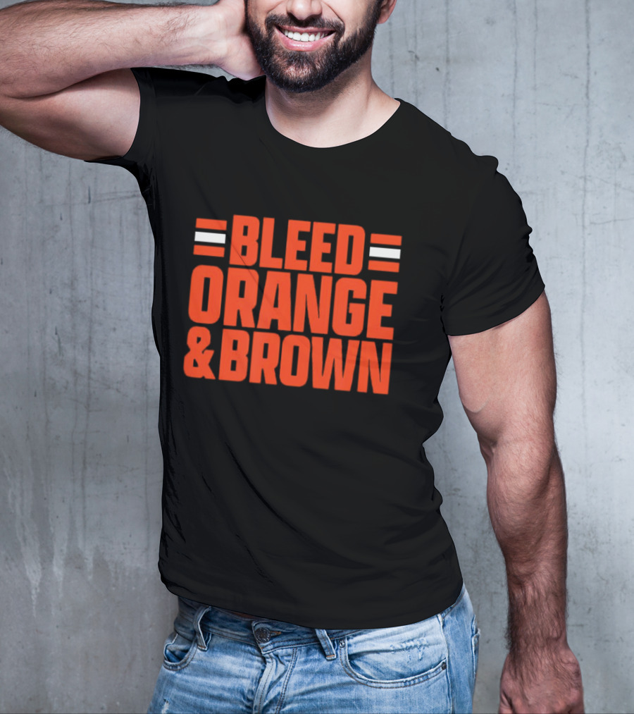 Bleed Orange And Brown Cleveland Browns T-Shirt